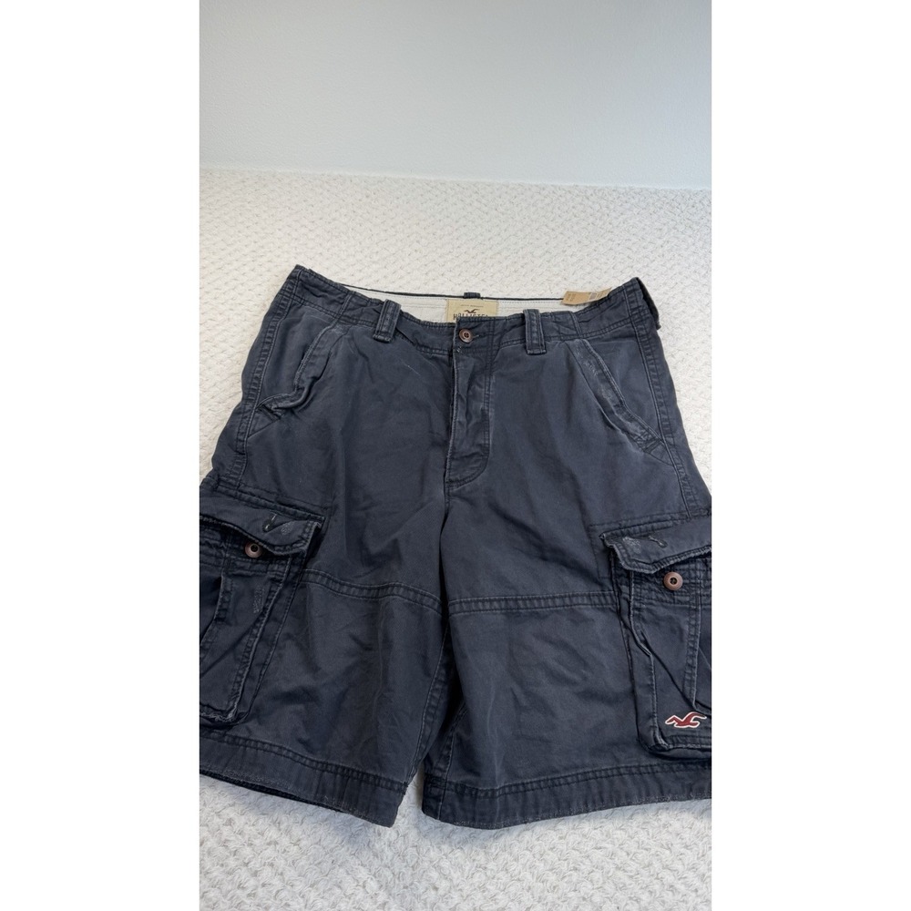 New Hollister Cargo Shorts Mens 34 Navy blue Distressed